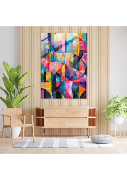 Renkli Kübizm Cam Baskı - Kübizm, Modern Sanat, Cam Baskı, Kübizm, 30X45 modelleri