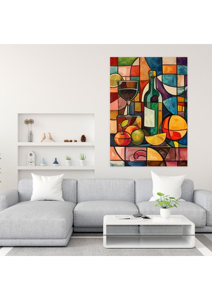 Canlı Kübist Natürmort Duvar Süslemesi - Kübizm, Kübizm, Ev Dekorasyonu, Kanvas Tablo, 30X50 fiyatları