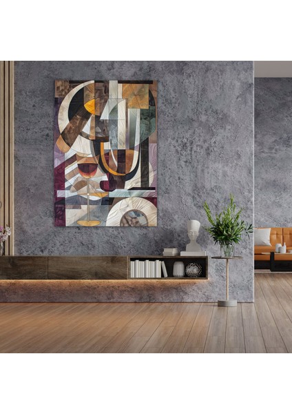 Sessiz Kübist Natürmort Duvar Tablosu - Kübizm, Ev Dekorasyonu, Duvar Süslemesi, Kanvas, 30X50 fiyatları