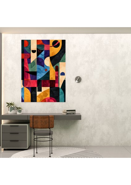 Kübizm Geometrik Kanvas Tablo - Kübizm, Kanvas Tablo, Kübizm, Canlı Renkler, 30X50