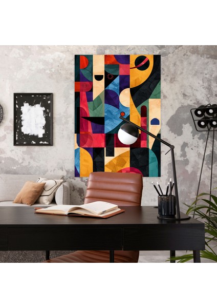 Kübizm Geometrik Kanvas Tablo - Kübizm, Kanvas Tablo, Kübizm, Canlı Renkler, 30X50