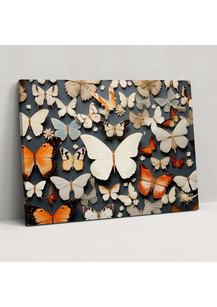 Kurutulmuş Kelebekler Narin Duvar Tablosu - Kurutulmuş Kelebekler, Kelebekler, Kanvas Tablo, Ev Dekorasyonu, 50X30