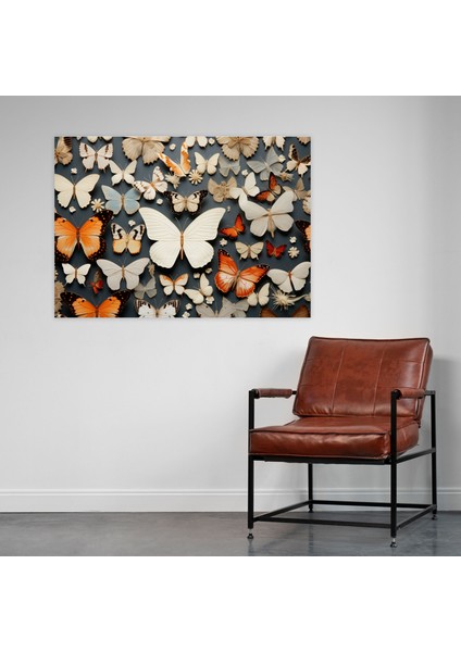 Kurutulmuş Kelebekler Narin Duvar Tablosu - Kurutulmuş Kelebekler, Kelebekler, Kanvas Tablo, Ev Dekorasyonu, 50X30 fiyatları