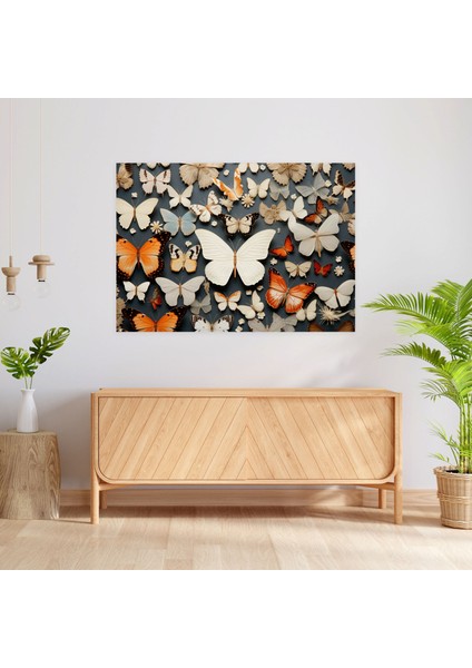 Kurutulmuş Kelebekler Narin Duvar Tablosu - Kurutulmuş Kelebekler, Kelebekler, Kanvas Tablo, Ev Dekorasyonu, 50X30 modelleri