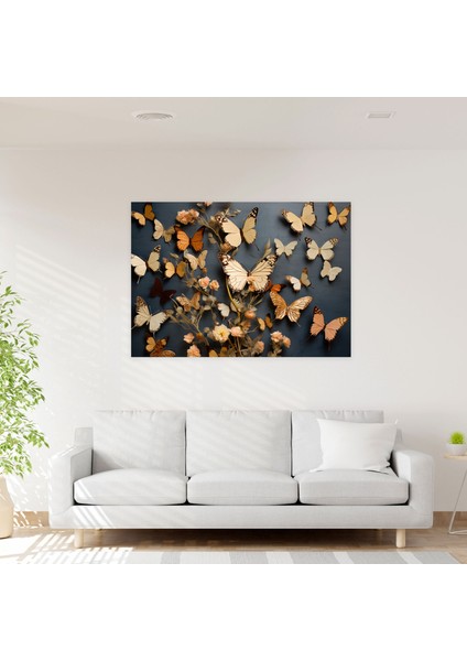 Kurutulmuş Kelebekler Fotogerçekçi Koleksiyon Duvar Sanatı - Kurutulmuş Kelebekler, Duvar Dekorasyonu, Kanvas, Doğa, 50X30 fiyatları