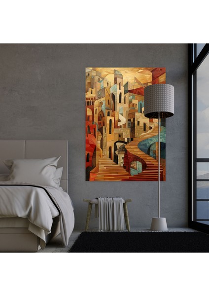 Kübizm Duvar Süslemesi - Kübizm, Ev Dekorasyonu, Toprak Tonları, Kanvas Tablo, 30X50 fiyatları