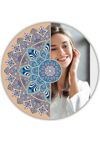 El Yapımı Üç Boyutlu Ahşap Mandala Dekoratif Pleksiglas Duvar Aynası