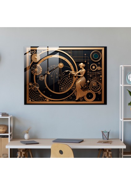 Art Deco Cam Jüpiter Baskı - Dünya, Jüpiter, Ev Dekorasyonu, Art Deco, 45X30