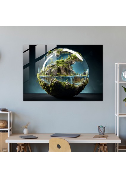 Gerçekçi Dünya 3D Cam Baskı - Dünya, Gerçekçi 3D Rendering, Gerçekçi Temsil, Dünya, 45X30