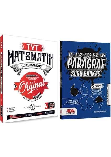 Orijinal Yayınları TYT Matematik ve Ankara Kitap Merkezi Yayınları Paragraf Soru Bankası Seti 2 Kitap