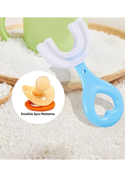 Yeni Nesil 2-6 Yaş Çocuk Diş Fırçası U Şeklinde Pratik Bebek Diş Fırçası Mavi Saplı Bebek Diş Fırçası