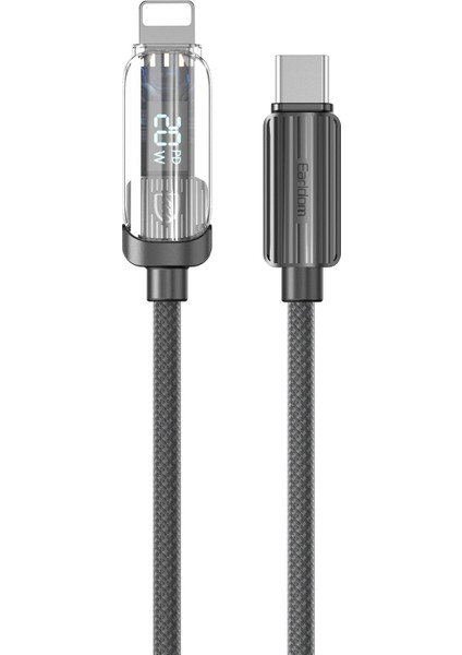 EC-189CL 1m 20W Dijital Göstergeli Type-C To Lightning Pd Hızlı Şarj Kablosu - Siyah 382105