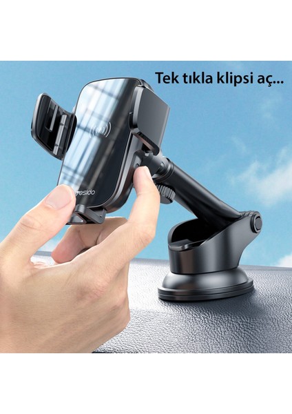 C186 Izgara Klipsli ve Yapışlı 15W Kablosuz Şarjlı Araç Tutucu - Siyah 382105 fırsatları