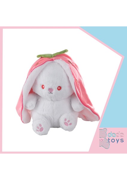 Çilek Yuvali Uzun Kulakli Tavşan Peluş Uyku Arkadaşi 35 cm Pembe 420105