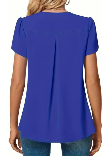 Kadın Kısa Kollu V Yaka Sandy Bluz fırsatları