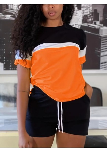Kadın Kısa Kollu Bisiklet Yaka Viskon Alt Üst Takım