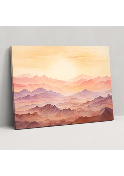 Dağ Gün Batımı Kanvas Tablo - Toprak, Kanvas Tablo, Duvar Dekorasyonu, Ev Dekorasyonu, 50X30