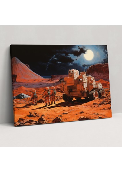 Mars Kolaj Duvar Sanatı - Dünya, Mars, Kanvas, Kanvas Tablo, 50X30