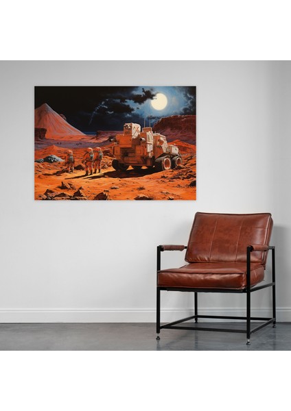 Mars Kolaj Duvar Sanatı - Dünya, Mars, Kanvas, Kanvas Tablo, 50X30