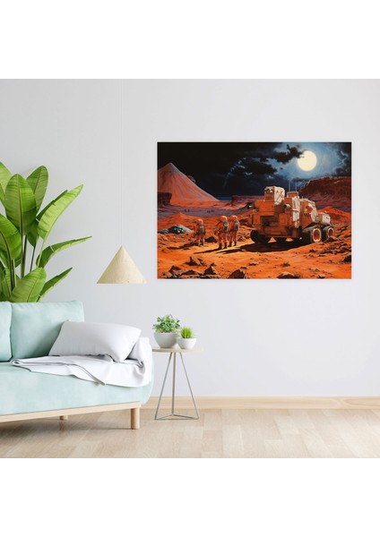 Mars Kolaj Duvar Sanatı - Dünya, Mars, Kanvas, Kanvas Tablo, 50X30