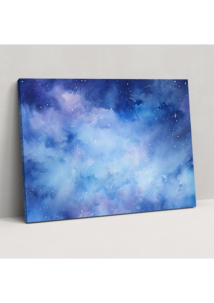 Galaxy Suluboya Kanvas Tablo - Toprak, Mavinin Tonları, Ev Dekorasyonu, Duvar Dekorasyonu, 50X30