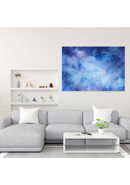 Galaxy Suluboya Kanvas Tablo - Toprak, Mavinin Tonları, Ev Dekorasyonu, Duvar Dekorasyonu, 50X30 modelleri