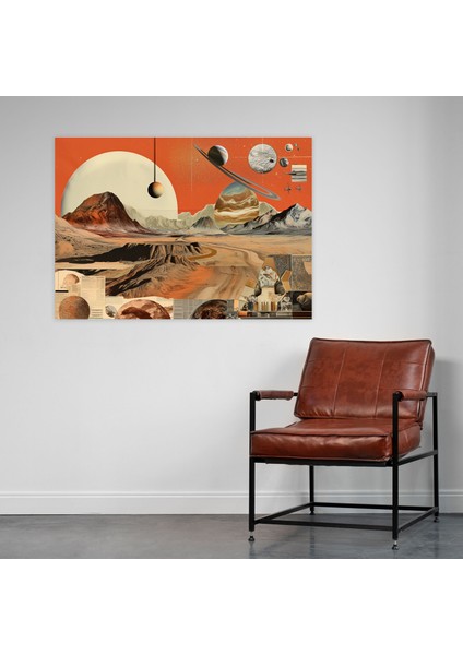 Vintage Mars Astronomi Kolajı Kanvas Tablo - Dünya, Vintage Astronomi Kolajı Illüstrasyonlar, Mars, Duvar Dekorasyonu, 50X30 fiyatları