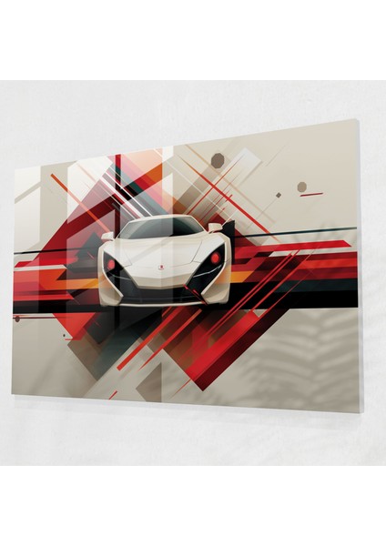 Ferrari Cam Baskı - Geometrik Hız - Ferrari, Ev Dekorasyonu, Ferrari, Sofistike, 45X30