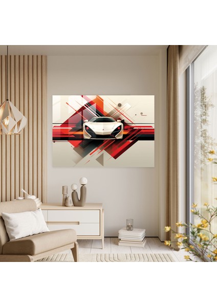 Ferrari Cam Baskı - Geometrik Hız - Ferrari, Ev Dekorasyonu, Ferrari, Sofistike, 45X30 modelleri