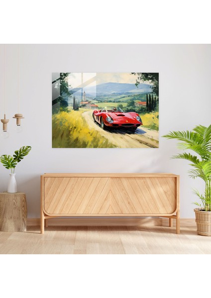 Ferrari Glass Art - Ferrari, Empresyonist, Ev Dekorasyonu, Peyzaj, 45X30 fiyatları