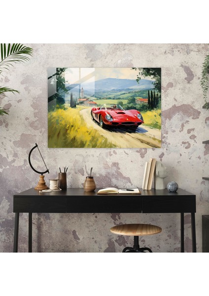 Ferrari Glass Art - Ferrari, Empresyonist, Ev Dekorasyonu, Peyzaj, 45X30 modelleri