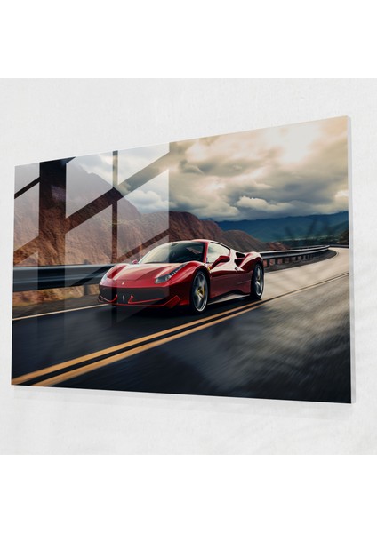 Ferrari Cam Baskı - Yol Yansımaları - Ferrari, Cam Baskı, Güzel Sanatlar Fotoğrafı, Özgürlük, 45X30
