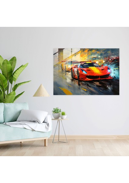 Ferrari Cam Baskı - Yarış Izlenimleri - Ferrari, Hız, Cam Sanatı, Yoğunluk, 45X30