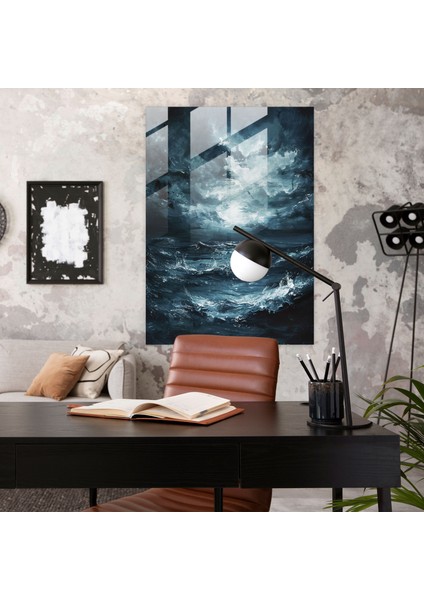 Ekspresyonizm Cam Duvar Sanatı - Fırtınalı Deniz Manzarası - Ekspresyonizm, Ev Dekorasyonu, Cam Sanatı, Modern Sanat, 30X45 fiyatları