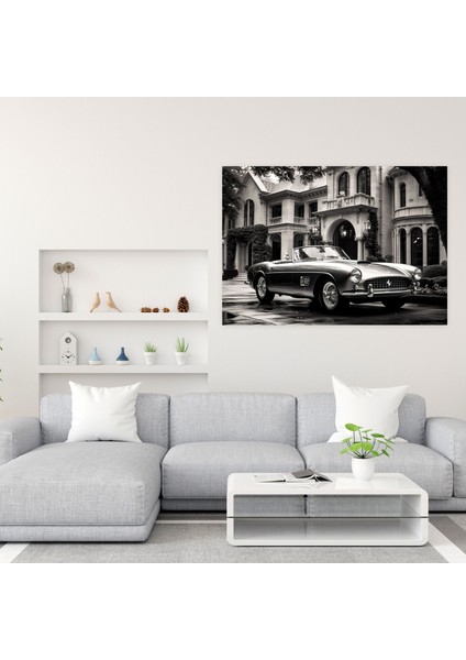 Ferrari Kanvas Tablo - Klasik Siyah Beyaz Tablo - Ferrari, Kanvas Tablo, Kanvas Tablo, Duvar Sanatı, 50X30