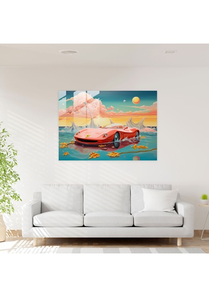 Ferrari Cam Baskı - Rüya Gibi Deniz Manzarası - Ferrari, Ev Dekorasyonu, Hayal Gücü, Gerçeküstü Sanat Eseri, 45X30 modelleri