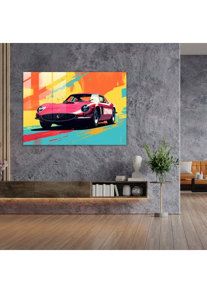 Ferrari Cam Baskı - Pop Art Classic - Ferrari, Cam Baskı, Cam Sanatı, Cesur Renkler, 45X30 modelleri