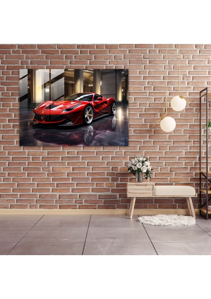 Ferrari Ev Dekorasyonu - Ferrari, Cam Baskı, Gerçekçi, Işçilik, 45X30 fiyatları