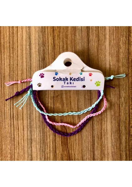 Üçlü Kombin Ip Bileklik (Pembe Mor Mavi)