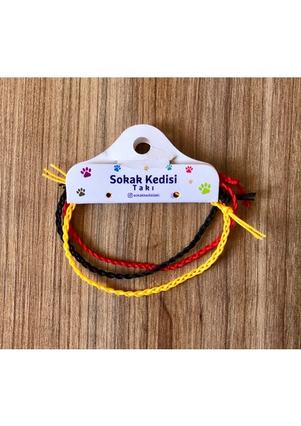 Üçlü Kombin Ip Bileklik (Kırmızı Siyah Sarı)