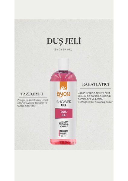 Duş Jeli ve Tazeleyici Etki Shower Gel Argan Yağı, Panthenol, Vitamin E Japon Kiraz Çiçeği 400 ml