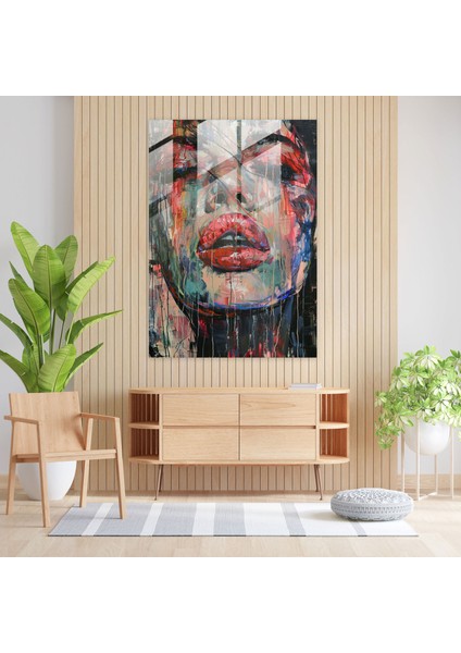 Kontrast Çarpışmalı Cam Baskı - Aksiyon Boyama, Yoğun Fırça Darbeleri, Aksiyon Boyama, Kalın Kontrastlar, 30X45 fiyatları