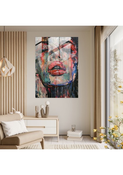 Kontrast Çarpışmalı Cam Baskı - Aksiyon Boyama, Yoğun Fırça Darbeleri, Aksiyon Boyama, Kalın Kontrastlar, 30X45 modelleri