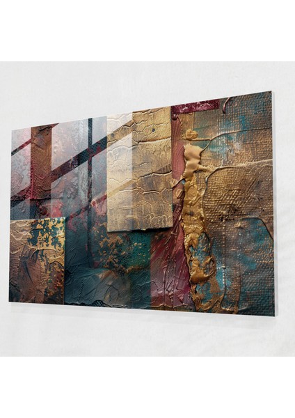 Texture Collage Cam Duvar Sanatı - Soyut Sanat, Ev Dekorasyonu, Modern Sanat, Soyut Sanat, 45X30