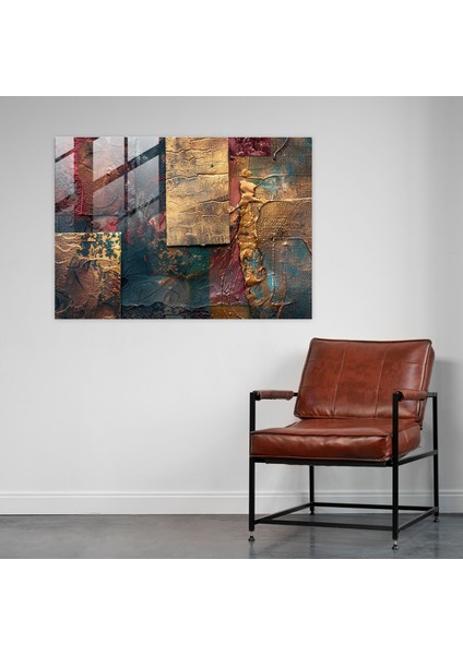Texture Collage Cam Duvar Sanatı - Soyut Sanat, Ev Dekorasyonu, Modern Sanat, Soyut Sanat, 45X30