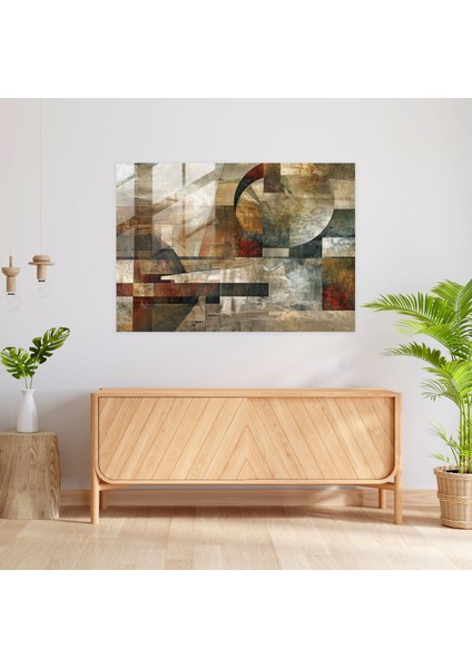 Dünyevi Soyut Cam Duvar Sanatı - Soyut Sanat, Ev Dekorasyonu, Soyut Sanat, Toprak Tonları, 45X30