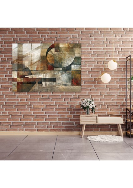 Dünyevi Soyut Cam Duvar Sanatı - Soyut Sanat, Ev Dekorasyonu, Soyut Sanat, Toprak Tonları, 45X30
