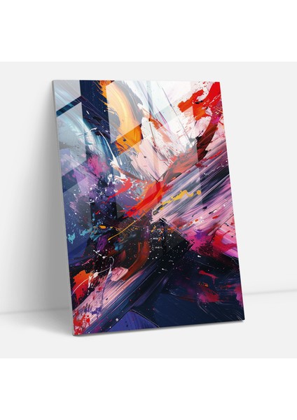 Dinamik Fırça Darbeleri Aksiyon Tablo Cam Duvar Sanatı - Aksiyon Tablo, Duvar Dekorasyonu, Aksiyon Tablo, Cam Duvar Sanatı, 30X45