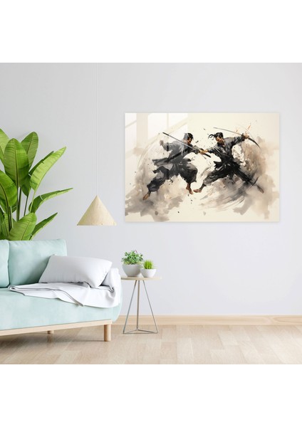 Çin Silahları Cam Baskı - Antik Silahlar, Cam Sanatı, Dövüş Sanatçıları, Çin Mürekkebi Tablo, 45X30 fiyatları