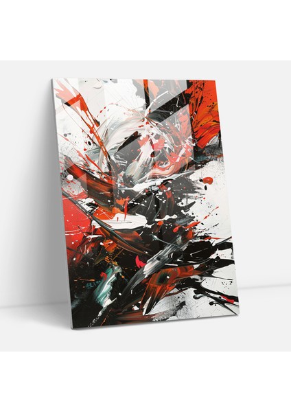 Soyut Anlatım Aksiyon Resim Cam Sanatı - Aksiyon Resim, Cam Sanatı, Ev Dekorasyonu, Modern Sanat, 30X45